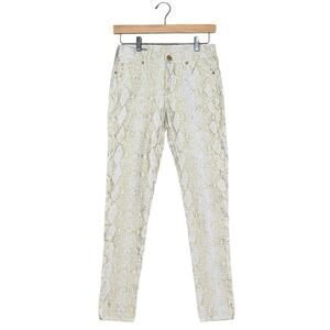 True Religion Halle Super Skinny Jeans Gold Snake Print Mid Rise | Size 26